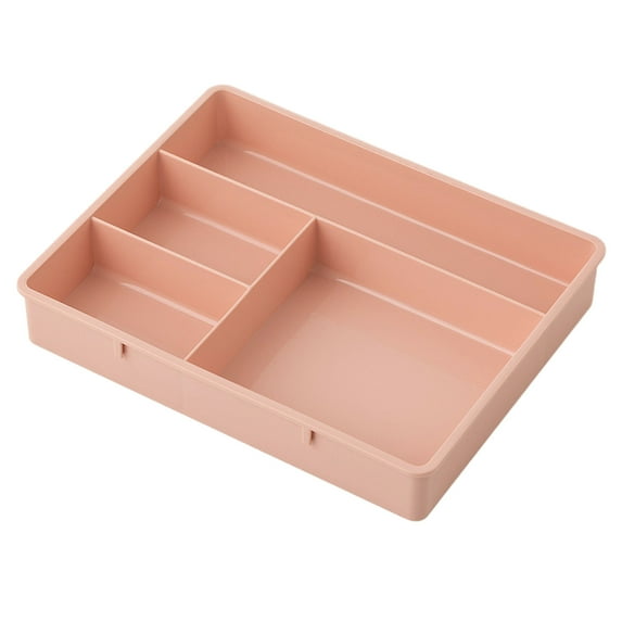 Btomtd 4 Compartment Desk Storage Box for Miscellaneous Household Stackable Storage Container for Stationery Small Items, Pink