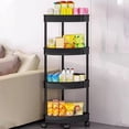 thumbnail image 1 of Btomtd 4-Tier Corner Storage Shelves for Bathroom, Organizer Shelf with Detachable Rolling Wheels, Utility Rack with Drainage Holes 14"W x 14"D x 31"H, Black, 1 of 6