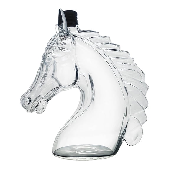 Btomtd 4oz Horse Head Whiskey Decanter, Borosilicate Glass Liquor Bottle for Home Bar Decor, Glass Wine Decanter and Container, Clear