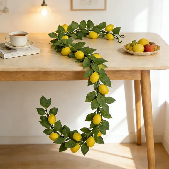 Btomtd 5.6Ft Imitation Lemon 72-Forks Rattan Garland, Simulated Fruit Vines for Home Ceiling Decor, Scene Layout Fake Plants and Flowers (Green)