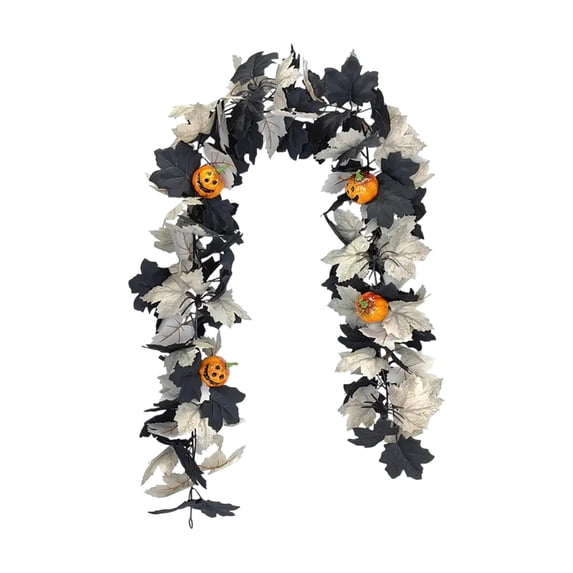 Btomtd 5.7ft Simulated Maple Leaf Vines Fall Garland for Festivals, Thanksgiving Greenery Garland for Room Layout, Halloween Fake Plants Wreath with Autumn Leaves, E
