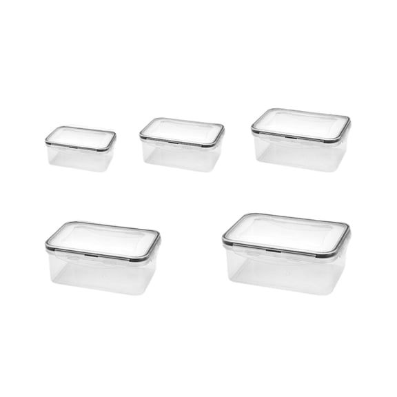 Btomtd 5 Piece Set of Sealed Plastic Preservation Boxes, Large Capacity Household Storage Box for Food and Fruit, Kitchen Organizer Storage Containers, Rectangle