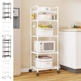 thumbnail image 1 of Btomtd 5-Tier Rolling Storage Rack Cart with Wheels, Utility Shelving Unit for Bathroom Kitchen Laundry Room, Mobile Trolley, 16.5"D x 12.6"W x 61.4"H (White), 1 of 7