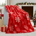 thumbnail image 1 of Btomtd 50"x60" Snowflake Print Christmas Throw Blanket, Soft and Warm Blanket for Nap Time, Versatile Couch Blanket and Festival Bed Blankets for Camping, D, 1 of 6