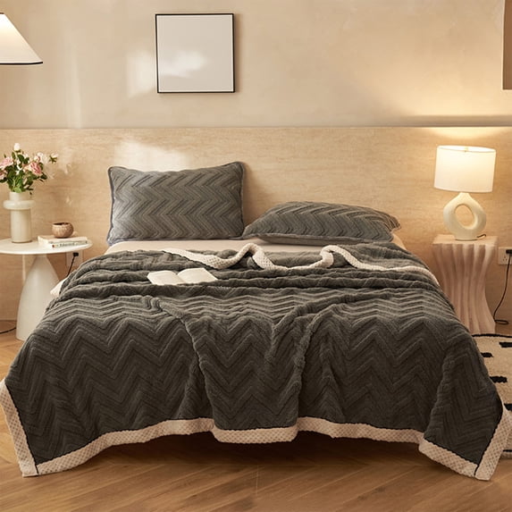 Btomtd 50"x80" Three Layer Jacquard Throw Blanket, Multifunctional Cover and Quilt for Nap, Soft and Comfotable Couch Blanket and Versatile Bed Blankets, Gray