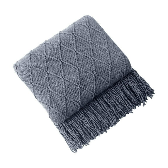 Btomtd 50"x70" Knitted Fringe Cover Blanket Sofa Sleeping Throw Blanket for Bed Soft Thick Bed Blanket for Home and Office Nap, Gray