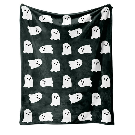 Btomtd 60"x80" Spooky Halloween Blanket Printed Flannel Throw Blanket for Sofa Office Break Blanket Reusable Blanket, C