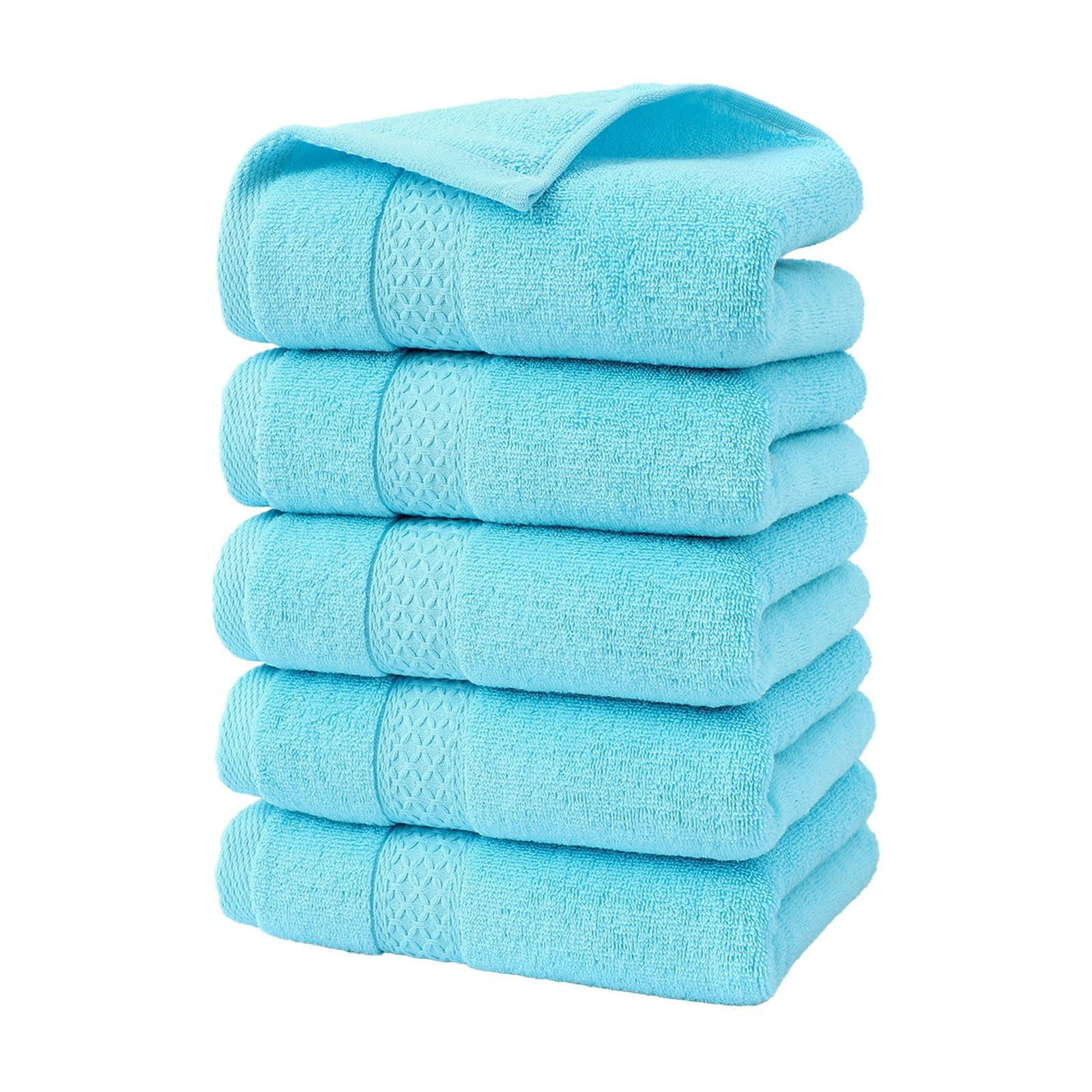 Btomtd 5pcs Broken Jacquard Hand Towels Soft Absorbent Household Towels and Washcloths for Kitchen and Bathroom Use - 29.13'x12.99', Blue