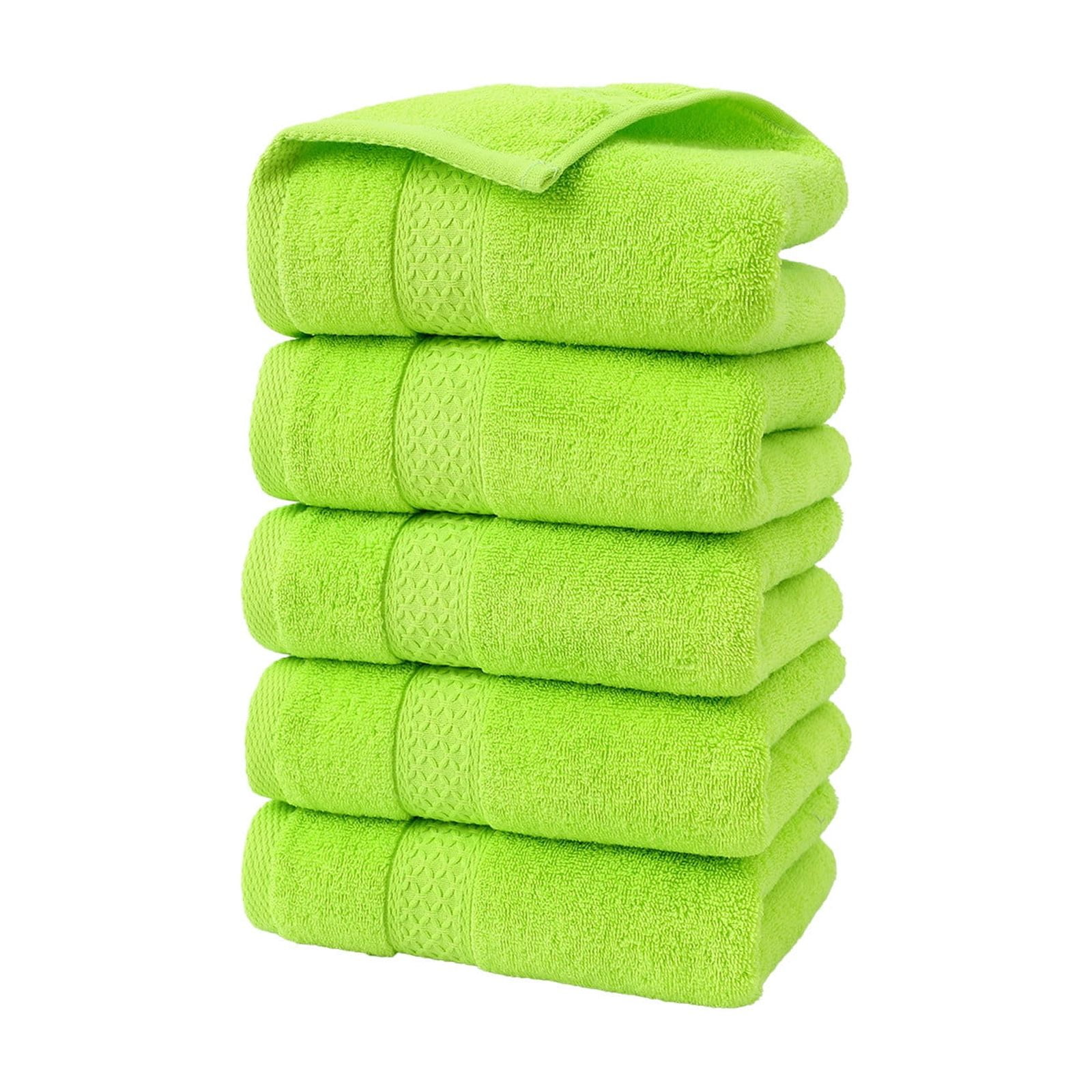 Btomtd 5pcs Broken Jacquard Hand Towels Soft Absorbent Household Towels and Washcloths for Kitchen and Bathroom Use - 29.13'x12.99', Green