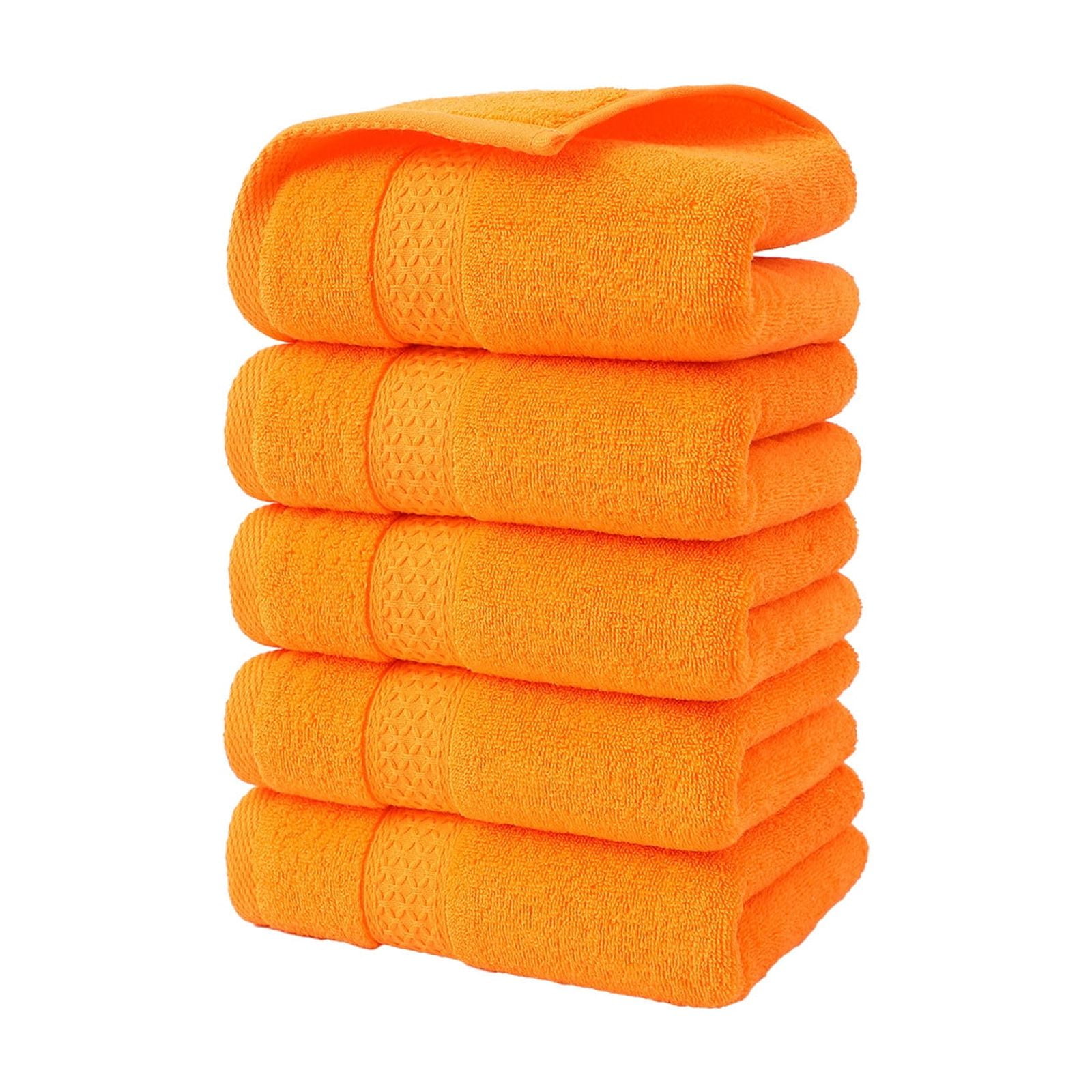 Btomtd 5pcs Broken Jacquard Hand Towels Soft Absorbent Household Towels and Washcloths for Kitchen and Bathroom Use - 29.13'x12.99', Orange