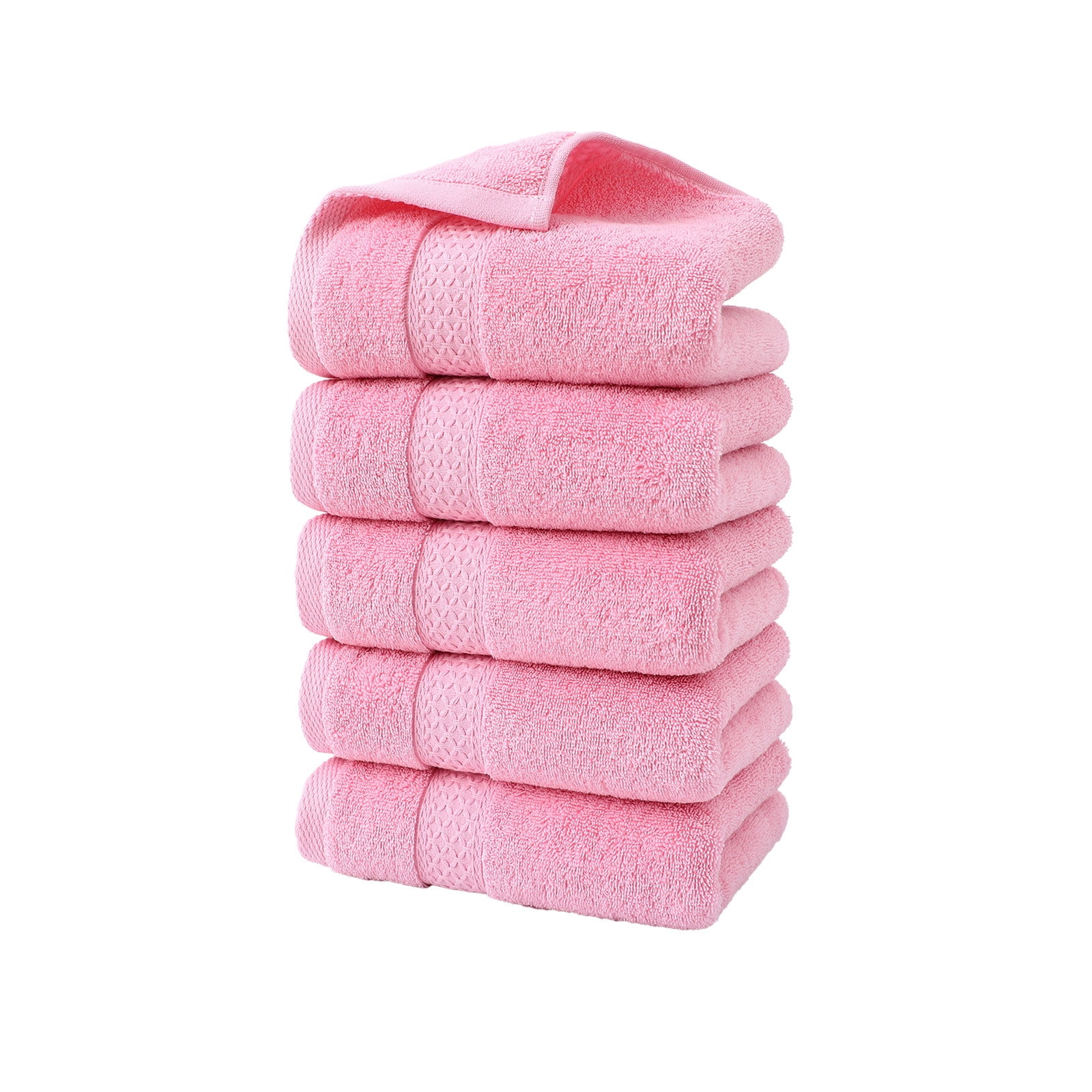 Btomtd 5pcs Broken Jacquard Hand Towels Soft Absorbent Household Towels and Washcloths for Kitchen and Bathroom Use - 29.13'x12.99', Pink