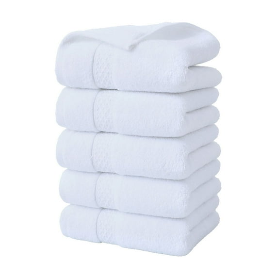 Btomtd 5pcs Broken Jacquard Hand Towels Soft Absorbent Household Towels and Washcloths for Kitchen and Bathroom Use - 29.13'x12.99', White