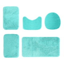 Btomtd 5pcs Multi Shade Bath Rug Set Thickened Floor Mat Absorbent Surface Non Slide Toilet Carpet Fast Dry, Blue
