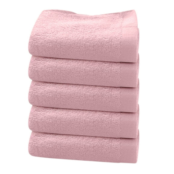 Btomtd 5pcs Solid Color Bamboo Fiber Hand Towels Set Wrapped Edges Soft Absorbent Towel for Cleansing and Face Wash Bathroom Towels for Home - 23.62'x11.81', Pink