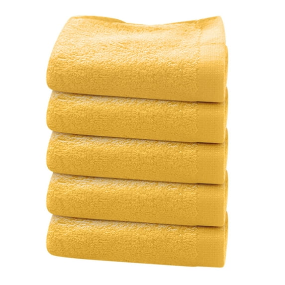 Btomtd 5pcs Solid Color Bamboo Fiber Hand Towels Set Wrapped Edges Soft Absorbent Towel for Cleansing and Face Wash Bathroom Towels for Home - 23.62'x11.81', Yellow