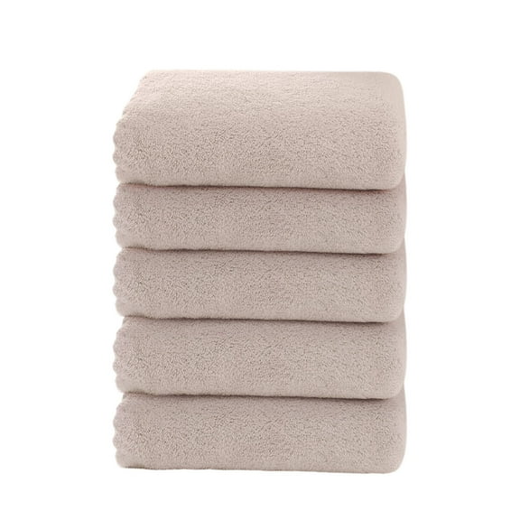 Btomtd 5pcs Velvet Hand Towels Set Plain and Soft Absorbent for Face Washing Gentle on Skin Towels for Daily Household Use - 23.62'x11.81', Beige White