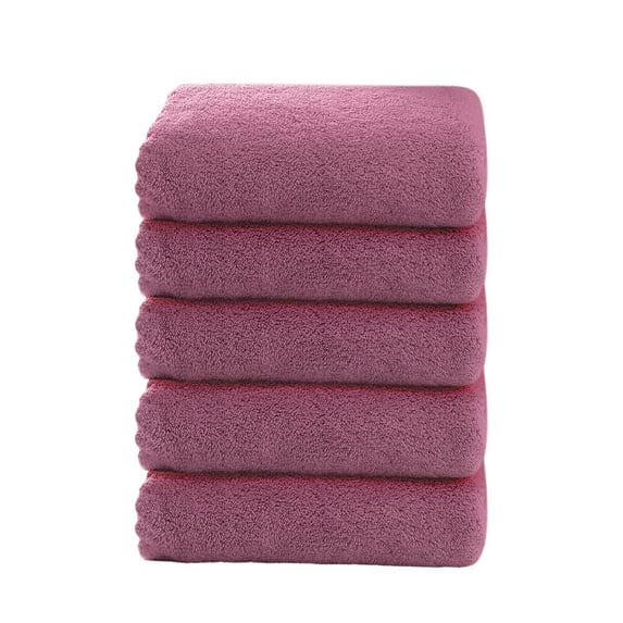 Btomtd 5pcs Velvet Hand Towels Set Plain and Soft Absorbent for Face Washing Gentle on Skin Towels for Daily Household Use - 23.62'x11.81', Paste Color