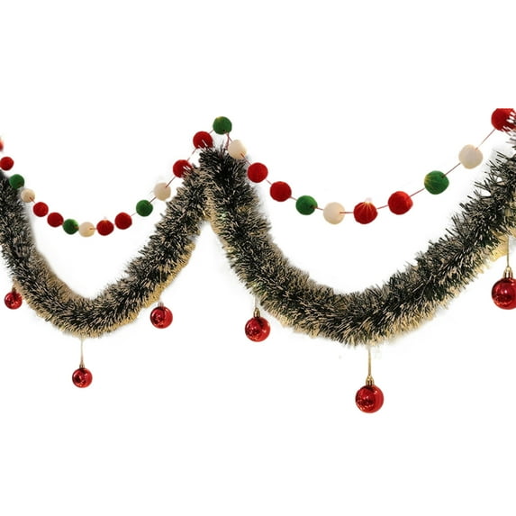 Btomtd 6.2ft Christmas Garland with Colored Strips for Tree Vines and Hanging Ornaments, Greenery Garland for Home Shop Window, Decorative Fake Plants Strips Wreath with LED, B