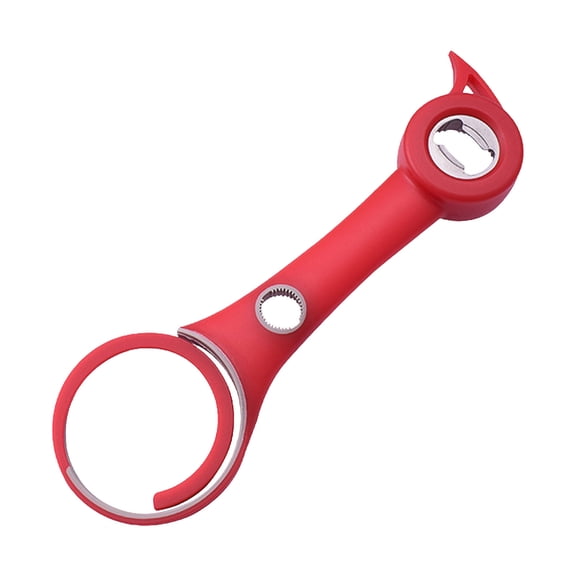 Btomtd 6-in-1 Multi-Function Kitchen Gadget Bottle Opener, Bottle Opener and Can Opener with Screw Cap Remover, Beer Cap Opener Tool, Red