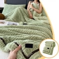 thumbnail image 1 of Btomtd 60"x80" Thickened Flannel Fleece Throw Blanket, Double Layer Bed Blankets for Warm Comfort, Ideal Office Nap Cover and Plush Couch Blanket for Bed, Green, 1 of 6