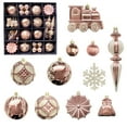 thumbnail image 1 of Btomtd 60pcs Electroplated Christmas Ball Ornaments, Multi Shaped Plastic Xmas Pendants, Christmas Balls for Large Holiday Tree Decor, Rose Gold, 1 of 5