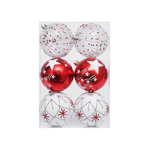 Btomtd 6pcs 3.15"/8cm Multicolor Christmas Ball Ornaments, Vibrant Assorted Color Xmas Tree Hanging Balls for Holiday and Party Decor Set, B