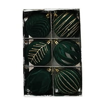 Btomtd 6pcs 3.15"/8cm Velvet Christmas Ball Ornaments Flocked Xmas Tree and Window Hanging Christmas Balls Decorations, Green