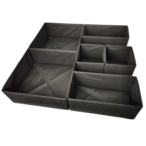 Btomtd 6pcs Foldable Drawer Wardrobe Storage Box, Drawer Style Organizer Storage Bins for Closet, Collapsible Storage Containers for Clothes and Quilts, Size 26L, Dark Gray