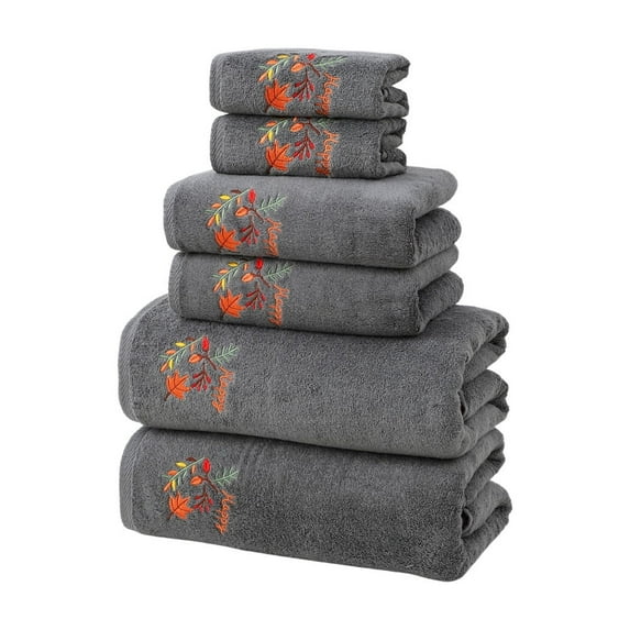 Btomtd 6pcs Halloween Themed Cotton Towels Set with 2 Bath Towels and 4 Towels for Home Soft and Absorbent Bath Towels Set for Holiday Decor, Gray-A