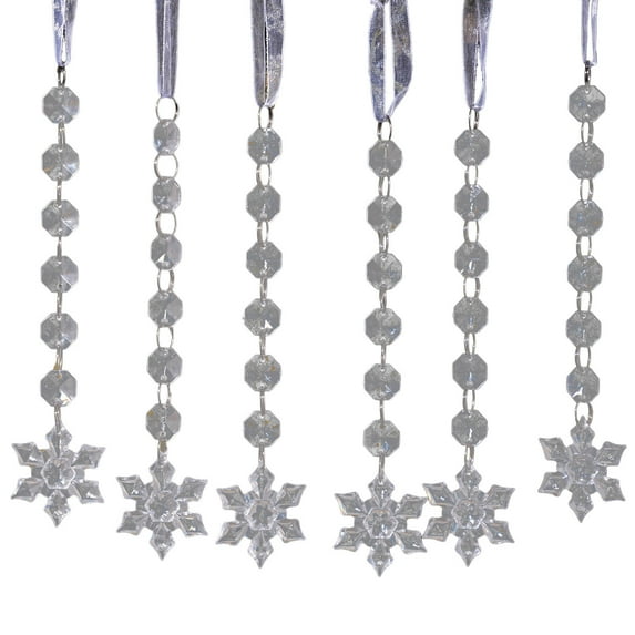 Btomtd 6pcs Snowflake and Icicle Christmas Ornaments, Acrylic Crystal Tree Pendant with Water Drop, Hanging Decoration for Winter Display, Crystal Decor and Ornaments, Clear-A