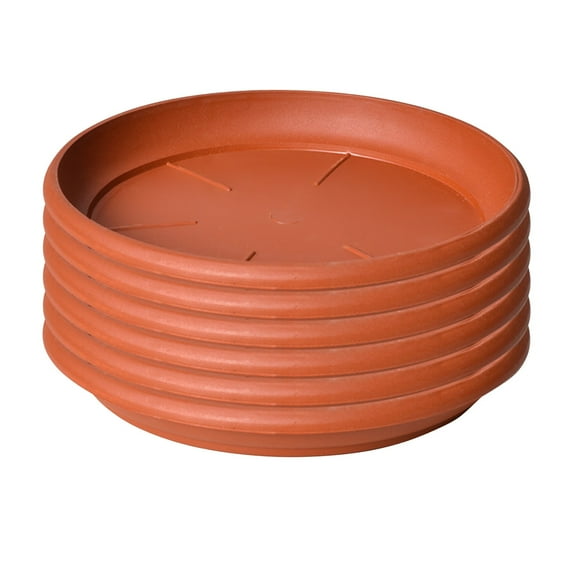 Btomtd 6pcs Thickened Circular Tray Base for Flower Pots, Durable Bottom Bracket and Moving Stand, Sink Tray for Planters and Pots, Brown