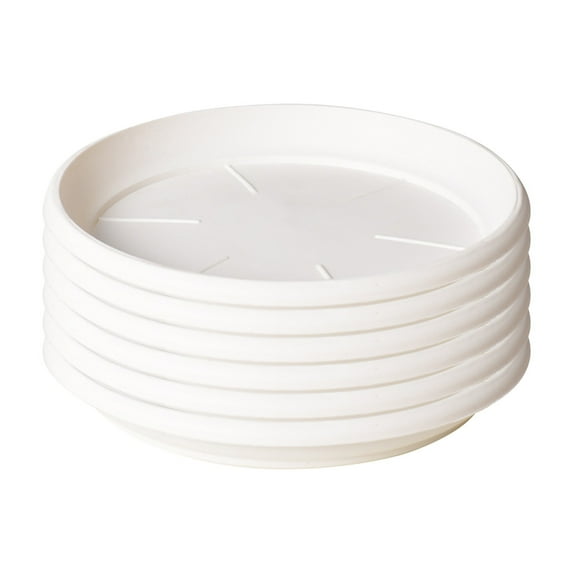 Btomtd 6pcs Thickened Circular Tray Base for Flower Pots, Durable Bottom Bracket and Moving Stand, Sink Tray for Planters and Pots, White