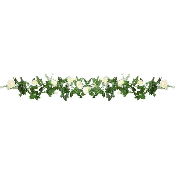 Btomtd 7.2ft Artificial Rose Vines Garland for Wedding Arches and Party Walls, Fake Flowers Greenery Garland for Ceremony Backgrounds, Fake Plants Wreath for Table Decorations, White