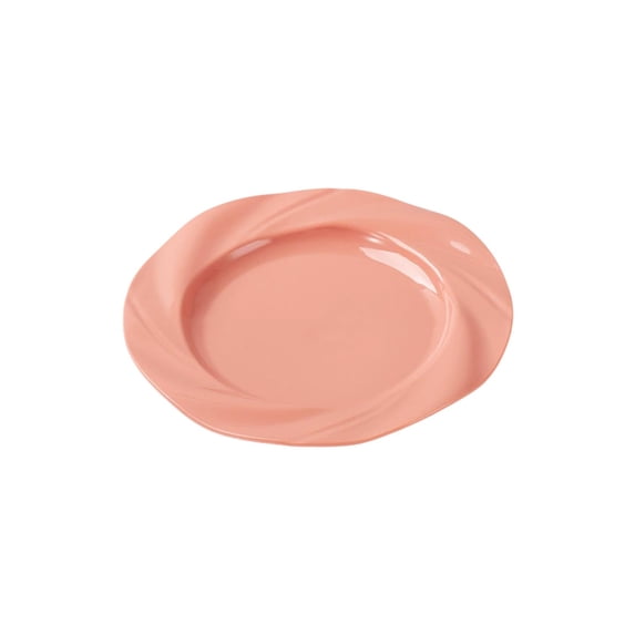 Btomtd 7.8 inches Plastic Breakfast Plates, Ceramic-Look Serving Dish in Sleek Round for Home Dining and Everyday Meals, Pink