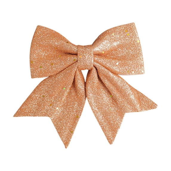 Btomtd 7.87"x6.69" Pearl Cottons Gold Powder Bow for Mall Christmas Tree Decoration and Gift Box DIY Accessories Festive Ornaments and Holiday Bows for Crafting, Orange