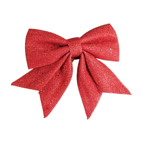 Btomtd 7.87"x6.69" Pearl Cottons Gold Powder Bow for Mall Christmas Tree Decoration and Gift Box DIY Accessories Festive Ornaments and Holiday Bows for Crafting, Red