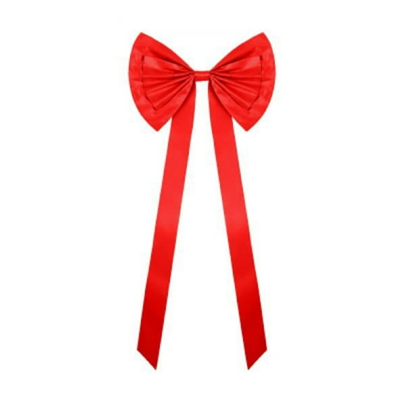 Btomtd 70.86"x23.62" Extra Large Satin Bow with Long Streamers for Christmas Tree Topper and Home Holiday Decoration Big Festive Bows and Ornaments, Red