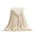 thumbnail image 1 of Btomtd 80"x90" Warm Fleece Throw Blanket for Sofa Soft Thick Bedding Cozy Bed Blanket Lightweight Blanket for Household All Seasons Use, Beige, 1 of 7