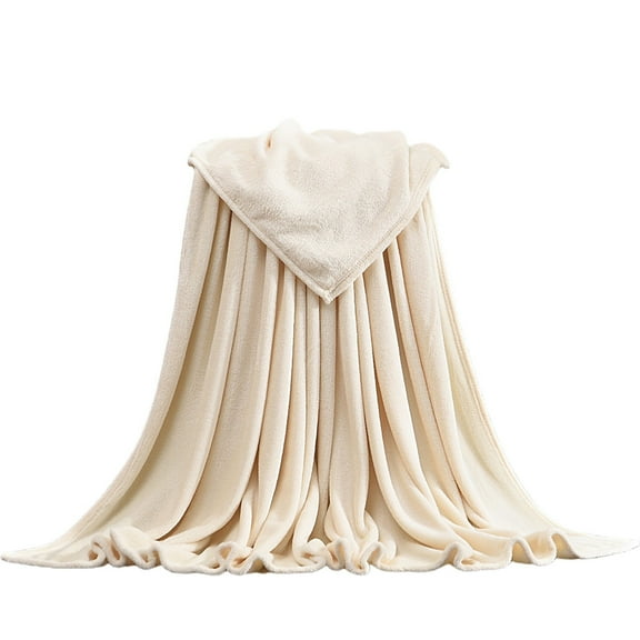 Btomtd 80"x90" Warm Fleece Throw Blanket for Sofa Soft Thick Bedding Cozy Bed Blanket Lightweight Blanket for Household All Seasons Use, Beige