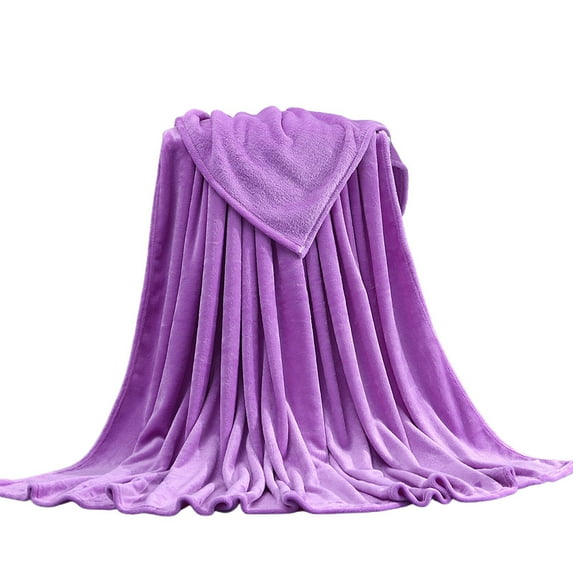 Btomtd 80"x90" Warm Fleece Throw Blanket for Sofa Soft Thick Bedding Cozy Bed Blanket Lightweight Blanket for Household All Seasons Use, Purple
