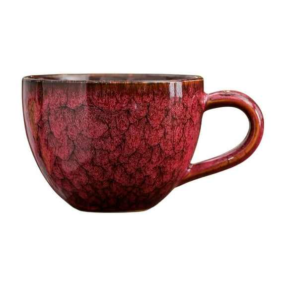 Btomtd 8.5oz Vintage Style American Coffee Mug, Large Capacity Latte and Milk Cup, Retro Themed Water Mug for Breakfast and Daily Use, Cups for Afternoon Tea, Red