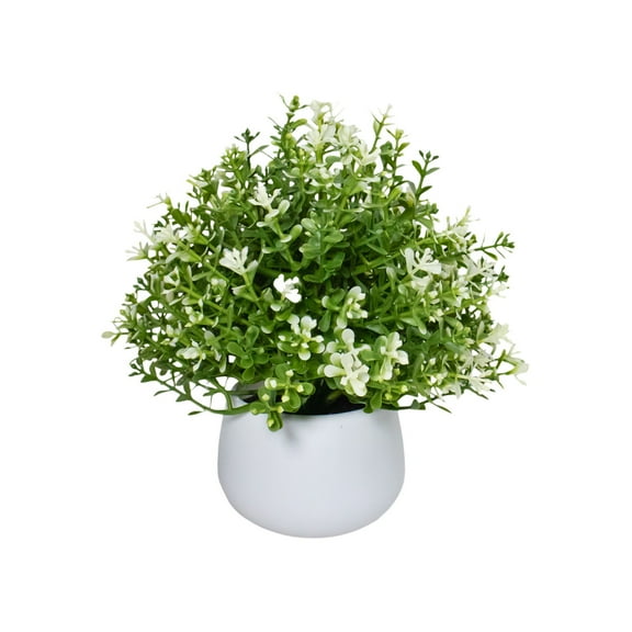 Btomtd 8.7" Indoor Artificial Plants, Small Fake Milan Grass with Turtle Leaves in Pot, Simulation Lilies of The Valley for Bedroom Home Decoration, Fake Plants and Fake Flowers, C