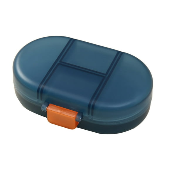 Btomtd 8 Compartment Portable Vitamin Box with Humidity Proof, Sealed Freestanding Pill Organizer Storage Containers, Daily Vitamin Storage Box, Size 120ml, Blue