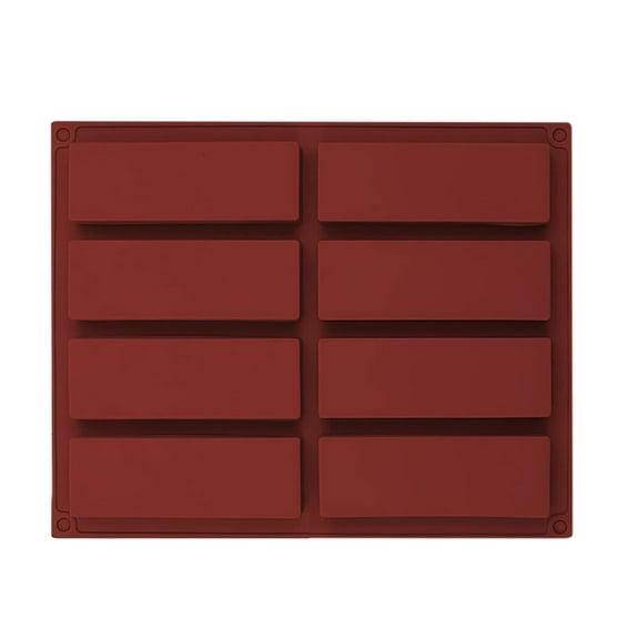 Btomtd 8-Hole Chocolate Small Rectangular Molds, Ideal for Baking Cake Molds, Easy to Fill and Clean Baking Pan and Cookie Sheets, Baking Sheet and Cake Pan for Treats, Size 10.4"x8.3", Brown