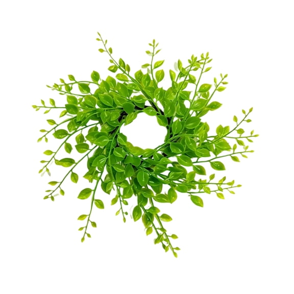 Btomtd 8 Inch Artificial Eucalyptus Flower Candle Ring Wreath, Plastic Decorative Wreath for Tabletop, Candle Holders Base Ornament (Green)