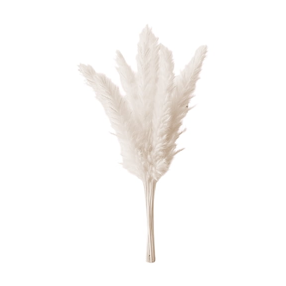 Btomtd 8-Pack Dried Pampas Grass, Boho Fake Flowers Branches, Wedding Home Table Decor for Spring Parties, 12.6"-No Vase (White)