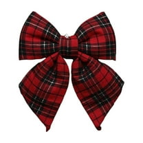 Btomtd 9.44"x7.48" Checkered Bow Pendant for Window and Christmas Tree Decoration Festive Holiday Ornaments and Christmas Bows for Seasonal Home Arrangements, Red-S