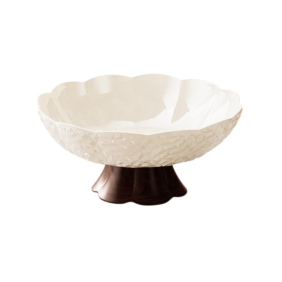 Btomtd 9.8 inches Fruit Bowl and Plate for Home Living Room, Household Candy and Snack Tray for Coffee Table Placement, No Pattern, White-Black