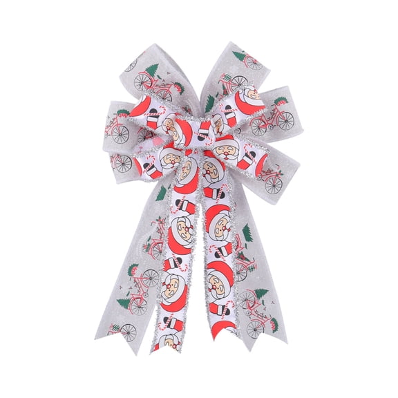 Btomtd 9.84"x7.08" Polyester Christmas Bow for Festive Ambiance Decoration and Holiday Props Seasonal Ornaments and Party Bows for Christmas Displays, Silver