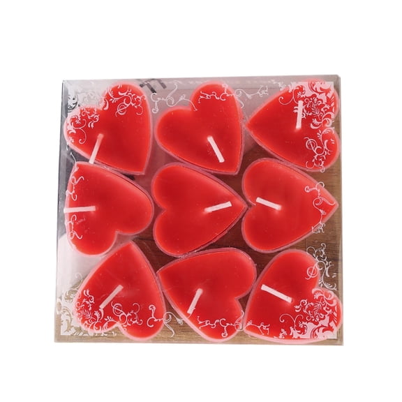 Btomtd 9-Pack Heart Shaped Tea Light Candles, Made with Natural Soy Wax, Soy Candle for Valentine's Day Romance Wedding Anniversary Centerpiece, TOTEL 4.2 oz, Red
